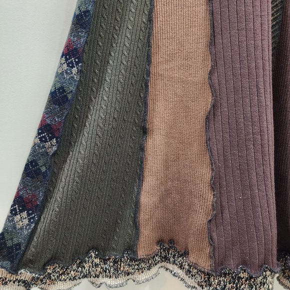 Magpie 1/2 button long boho patchwork duster sweater 3/4" sleeves woman's L/XL - Picture 4 of 11